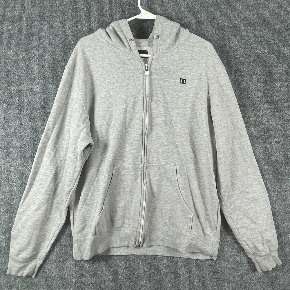 DC Shoes Hoodie Mens Extra Large Gray Full Zip Sweatshirt Embroidered Skate BMX